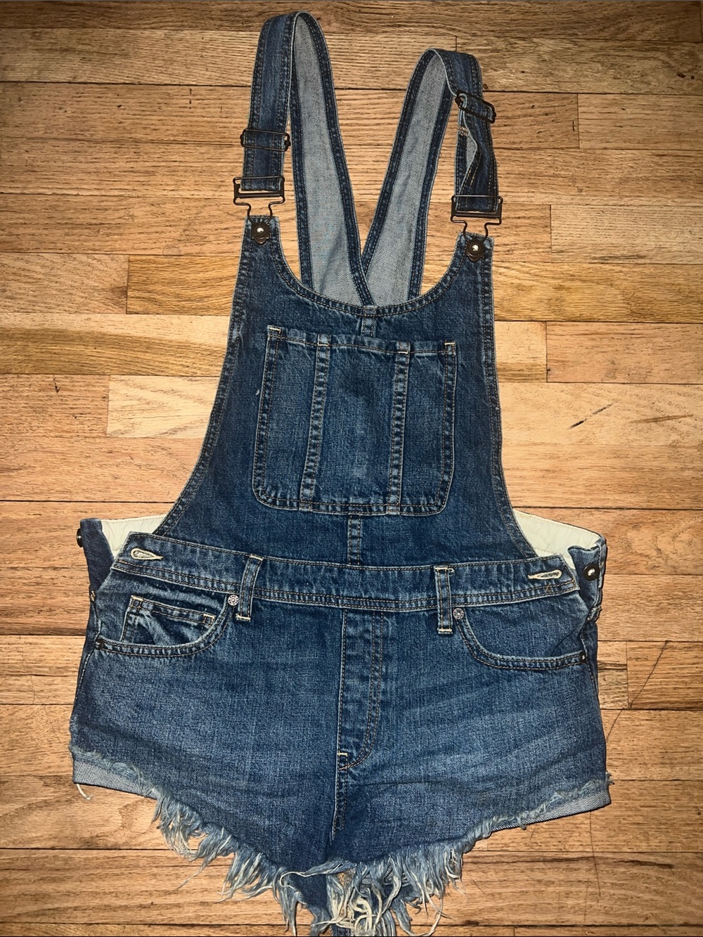 Free people  Denim Short Overalls - Blue Jean Overall Shorts